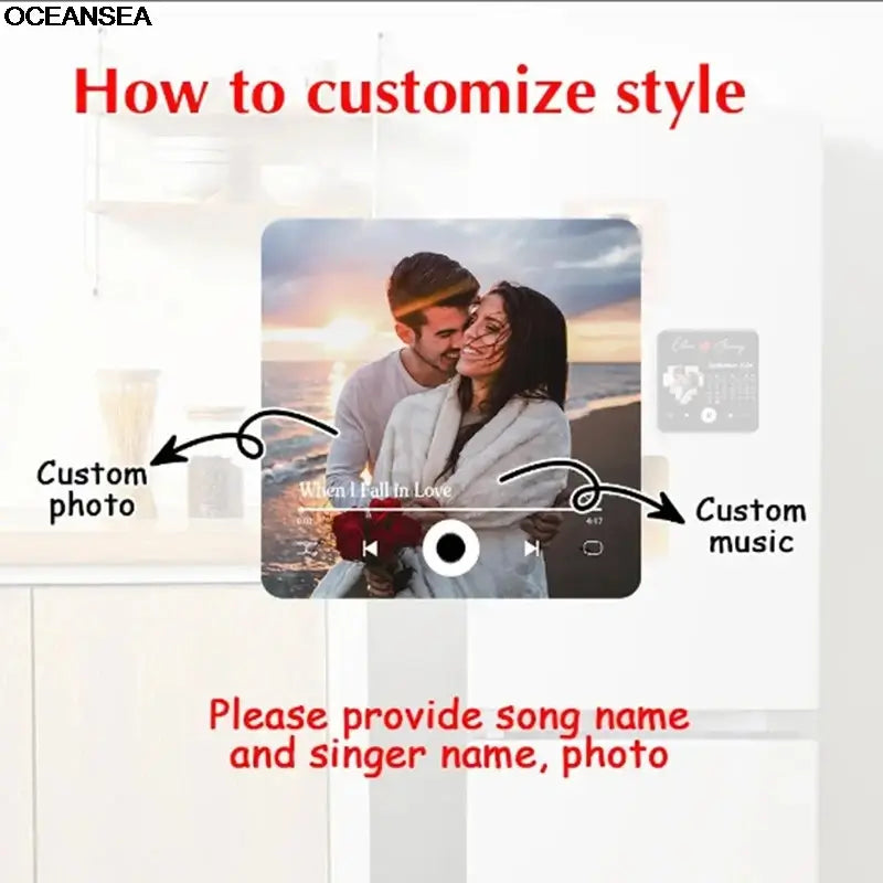 Personalized Music Fridge Magnet – Custom Song & Photo Magnet | Romantic Couple Gift