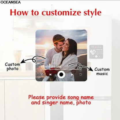 Personalized Music Fridge Magnet – Custom Song & Photo Magnet | Romantic Couple Gift