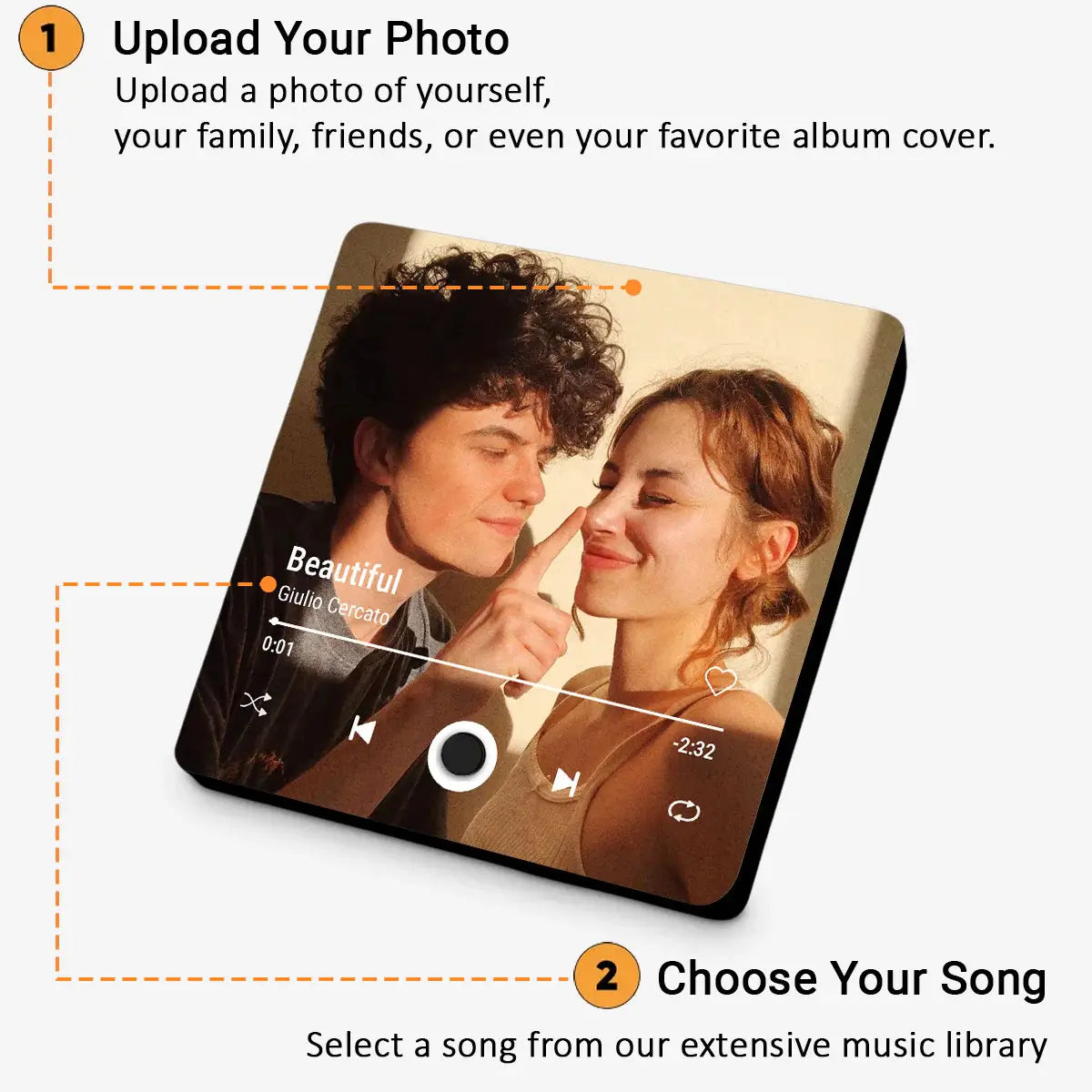 Personalized Music Fridge Magnet – Custom Song & Photo Magnet | Romantic Couple Gift