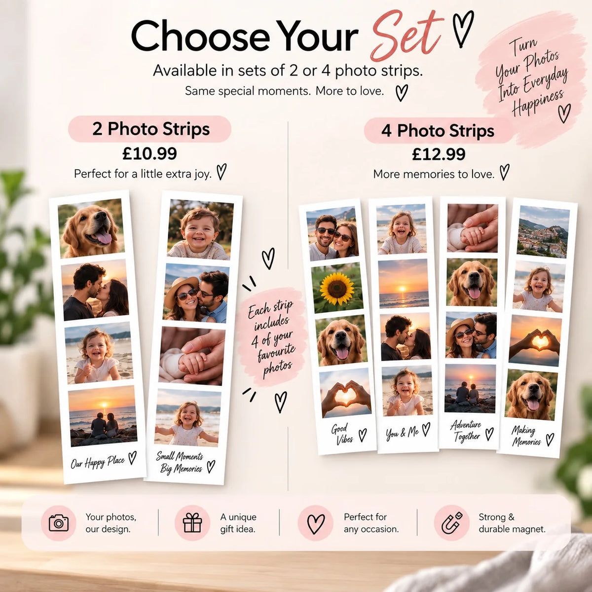 Personalised Photo Strip Fridge Magnets – Custom Photo Gift