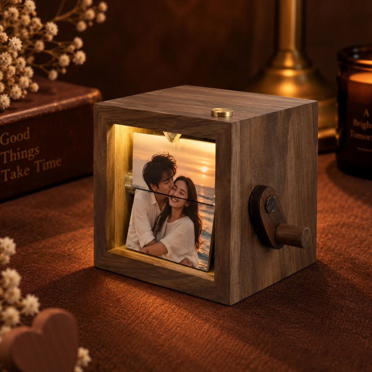 Personalised Wooden Photo Flipbook – Hand Crank Christmas Gift