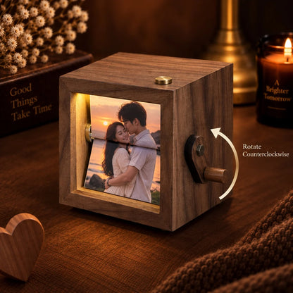 Personalised Wooden Photo Flipbook – Hand Crank Christmas Gift