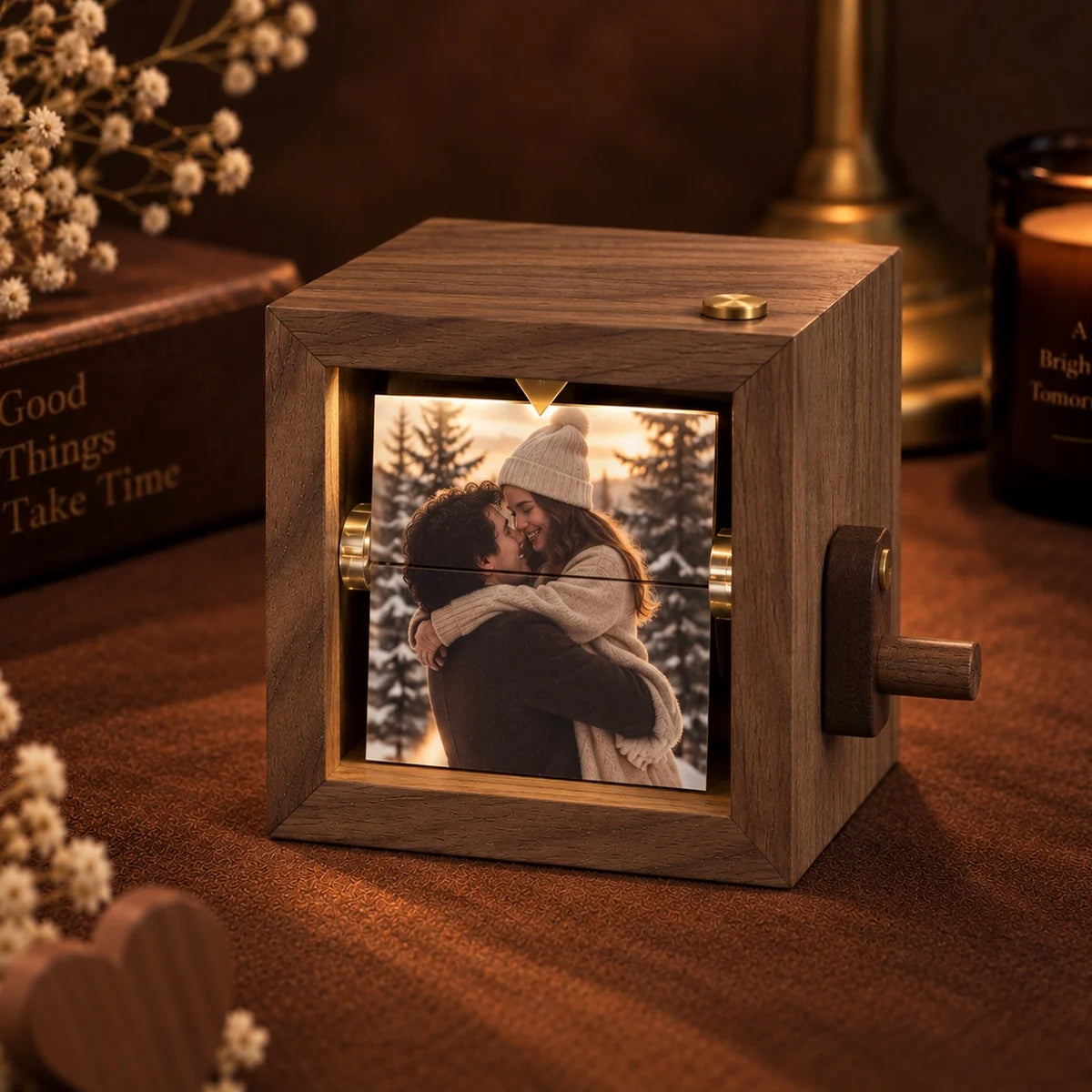 Personalised Wooden Photo Flipbook – Hand Crank Christmas Gift