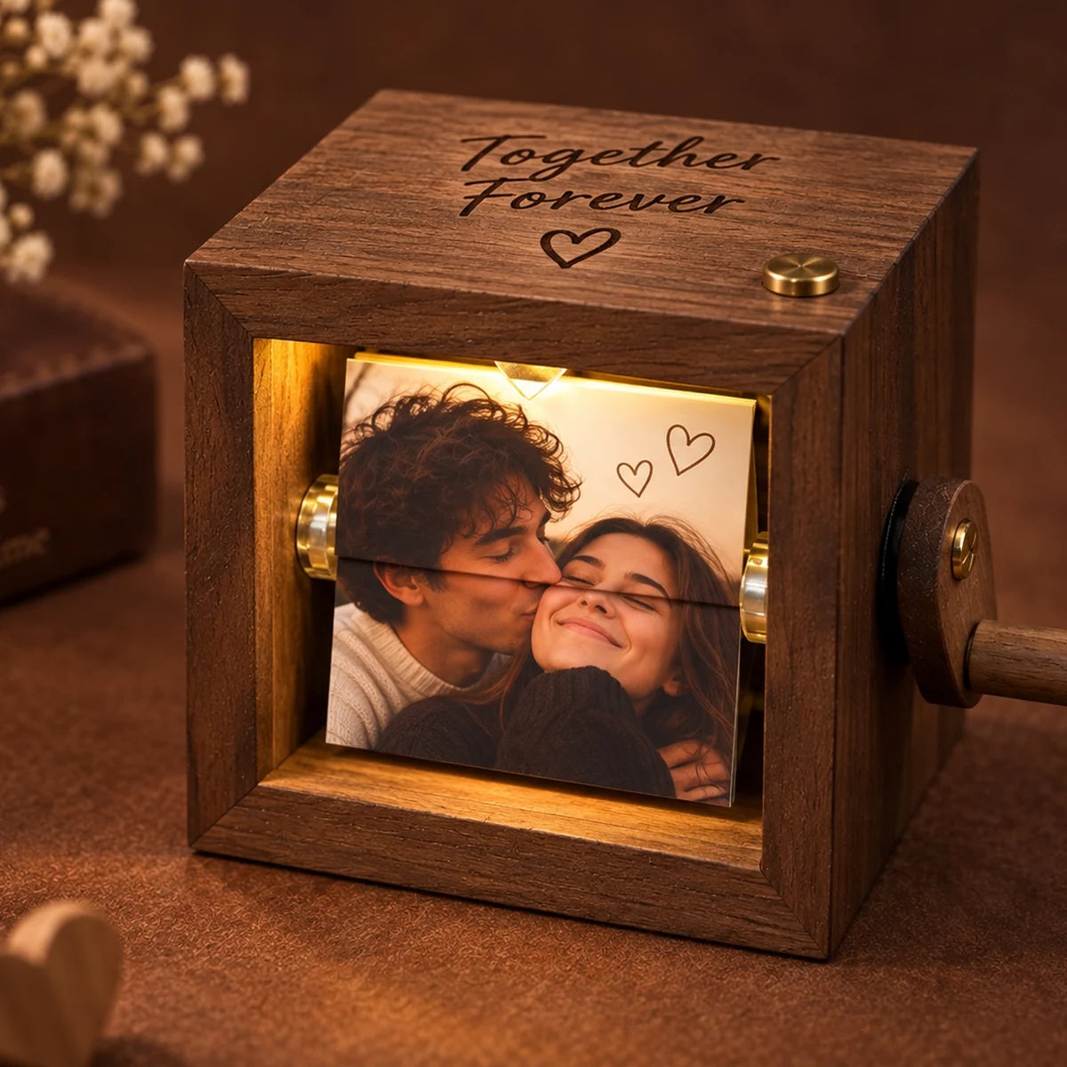 Personalised Wooden Photo Flipbook – Hand Crank Christmas Gift