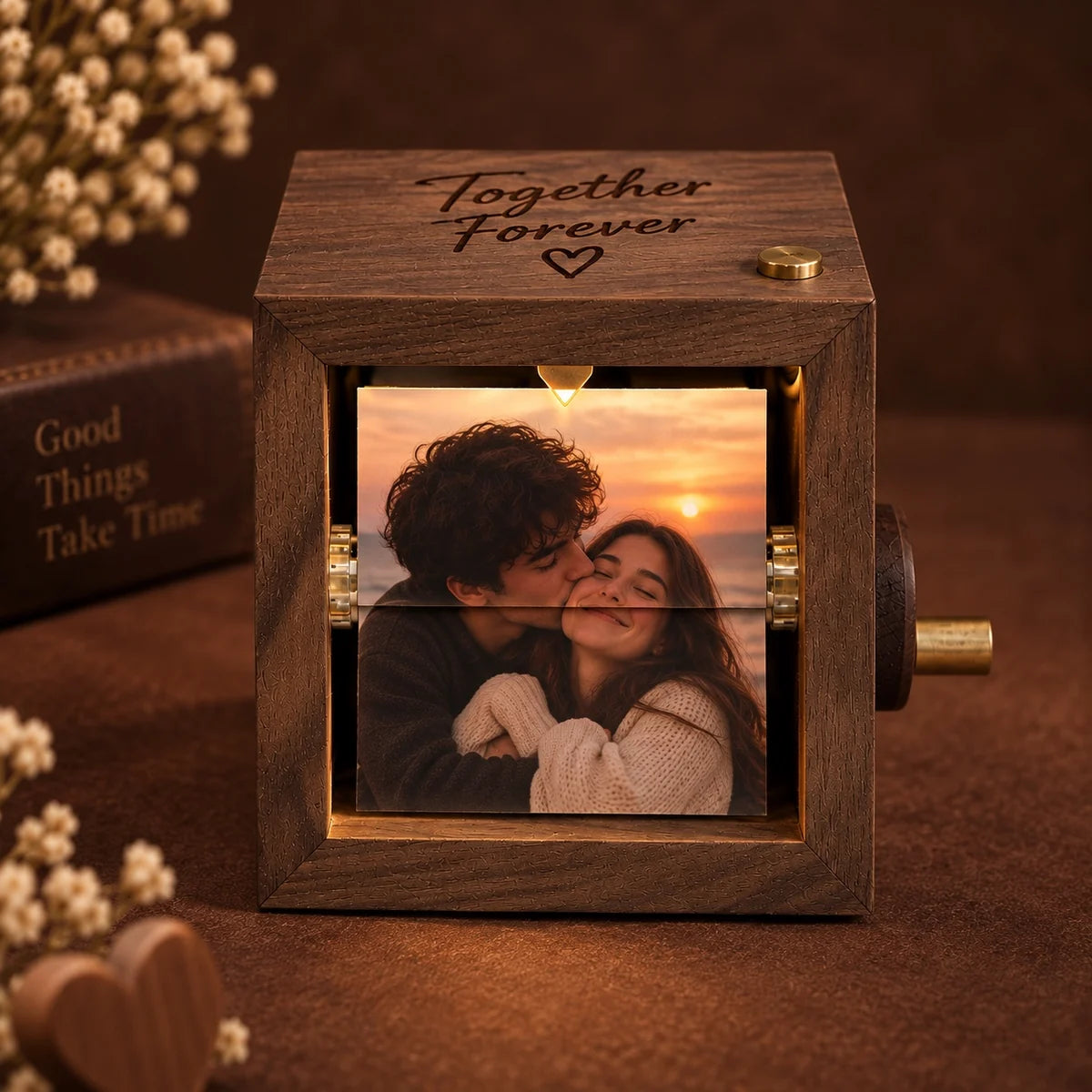 Personalised Wooden Photo Flipbook – Hand Crank Christmas Gift
